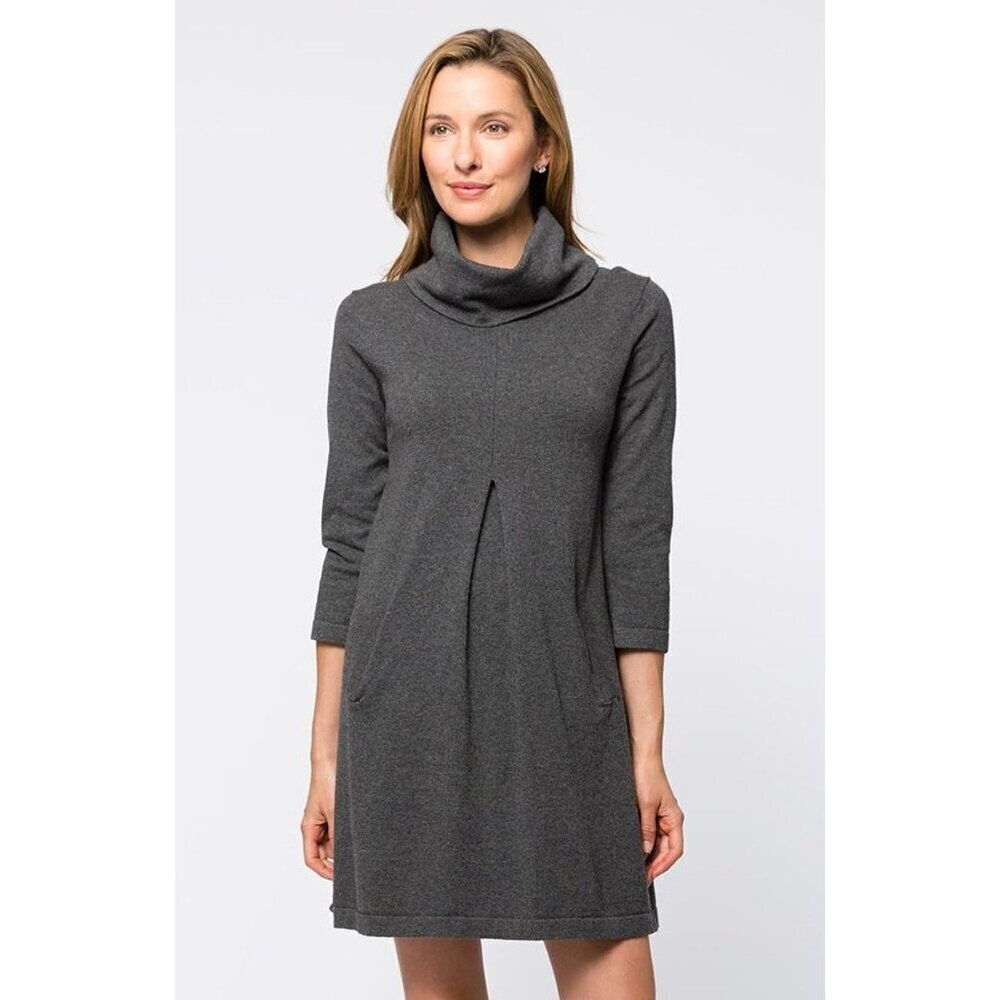 Tyler Boe Cashmere Blend Grey Knit Kim Sweater Dress Turtleneck Pockets XS